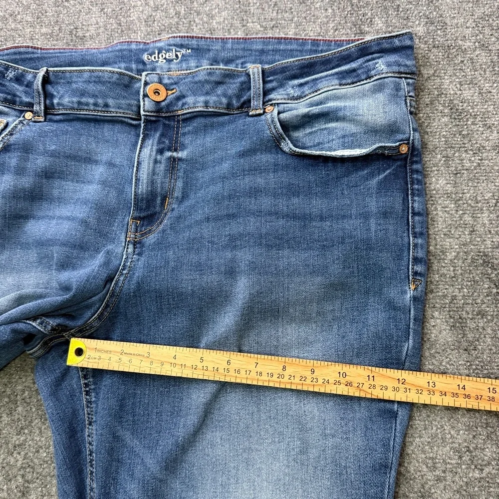 Edgely Womens 22W Short Mid Rise Slim Boot Jeans Raw Hem Stretch Plus Size - Picture 12 of 14